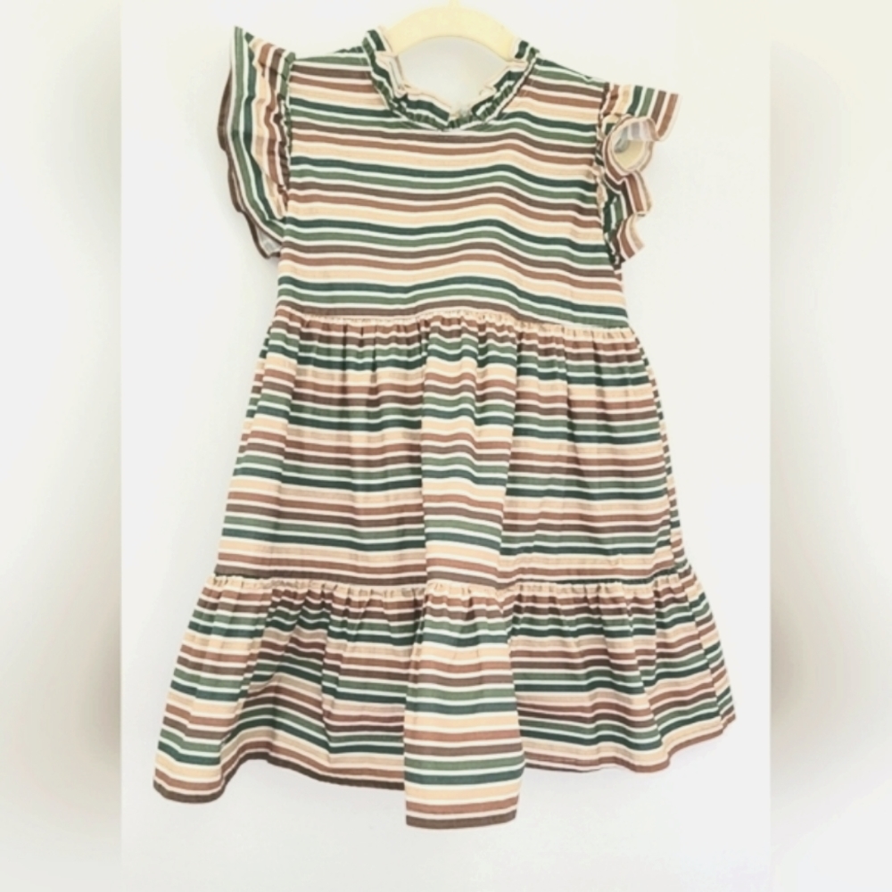LIKE NEW Velvet Fawn ruffle stripe miranda dress size 3T